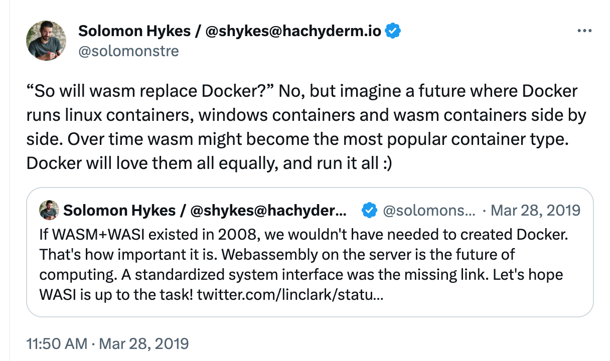 A tweet posted by Solomon Hykes